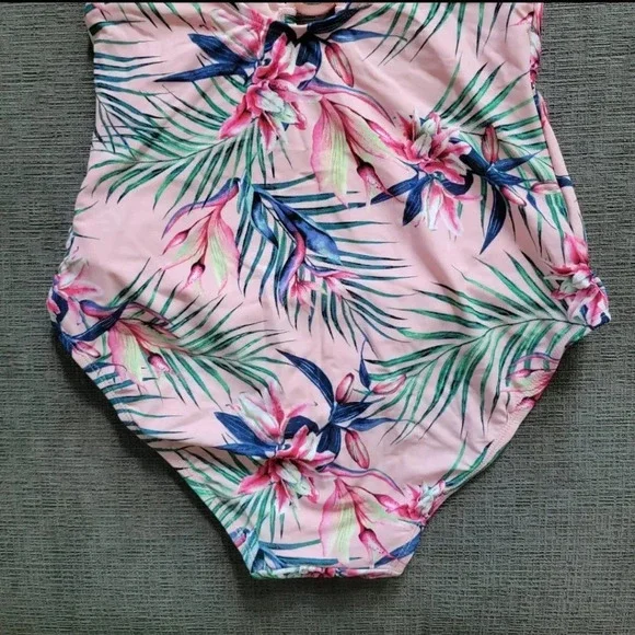 Profile by Gottex Tropical pink Women's One-Piece 3 ring floral Swimsuit size 12